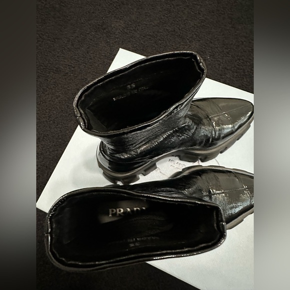 Prada Monolith pointy technical patent leather booties - Picture 6 of 6